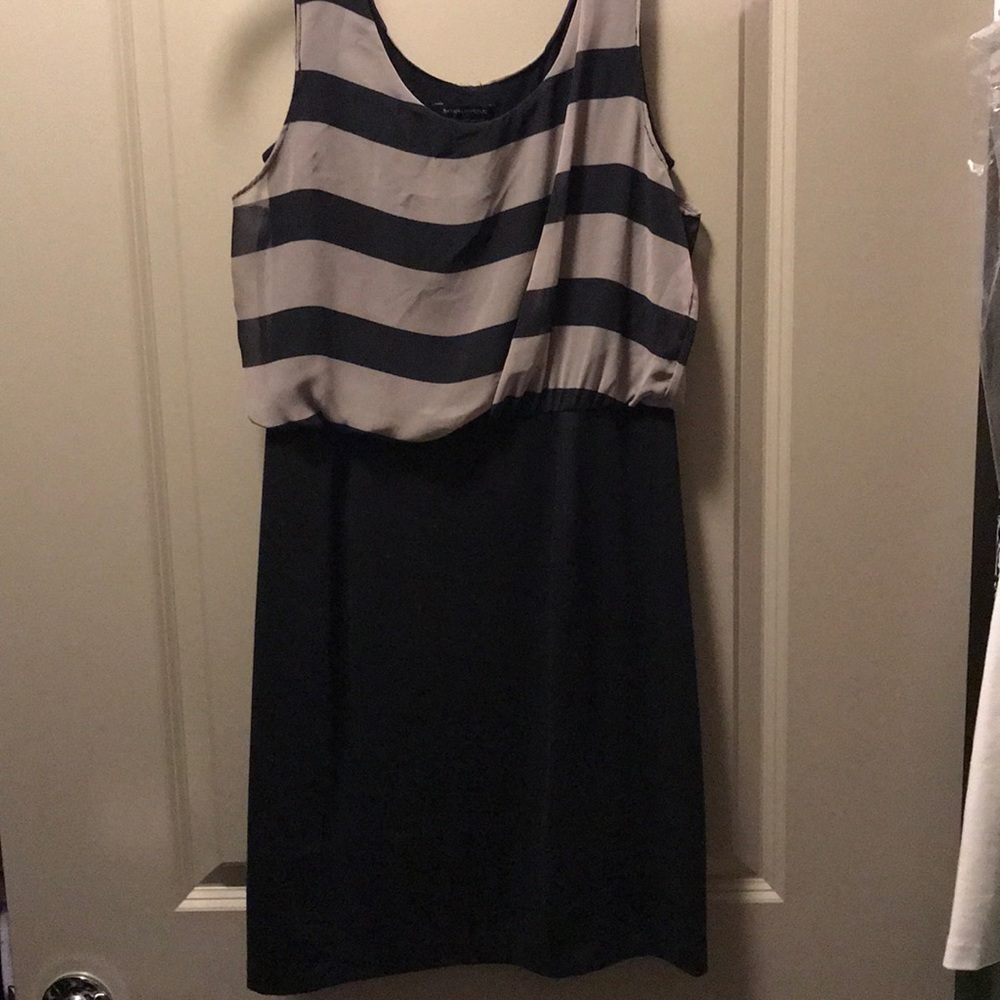Grey and black striped cocktail/club dress